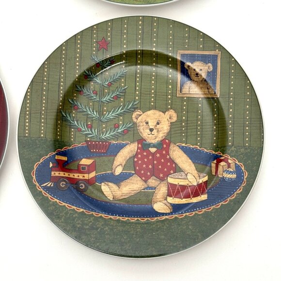 Warren Kimble Holiday Cheer Sakura Oneida Set of 4 Salad Plates Farmhouse Cat - Picture 5 of 15